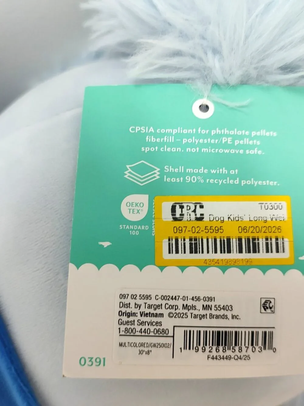 LPN - PILLOWFORT Dog Kids' Long Weighted Mousse The Dog Plush Throw Pillow Blue